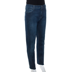 Pre Owned Gucci Indigo Floral Appliqued Denim Skinny Jeans L