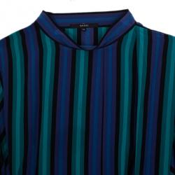 Pre Owned Gucci Striped Satin Belted Dress S