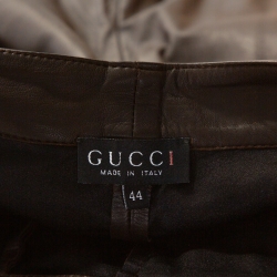 Pre Owned Gucci Vintage Chocolate Brown Leather Riding Trousers M