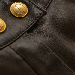 Pre Owned Gucci Vintage Chocolate Brown Leather Riding Trousers M