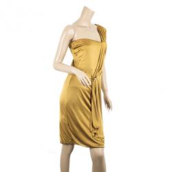 مملوكة مسبقًا Gucci Gold Side Draped Dress M