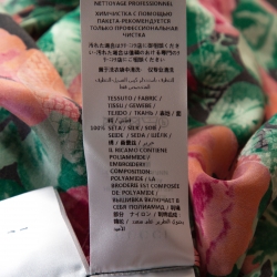 Pre Owned Gucci Multicolor Floral Printed Silk Embellished Pearl Detail Blouse M