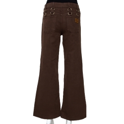 Pre Owned Gucci Brown Denim Metal Detail Boot Cut Jeans M