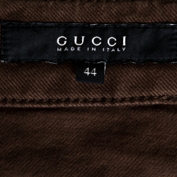 Pre Owned Gucci Brown Denim Metal Detail Boot Cut Jeans M