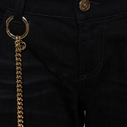 Pre Owned Gucci Black Denim Gold Chain Detail 70's Jeans L