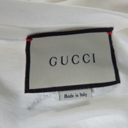 Pre Owned Gucci White Vintage Logo Print Cotton Worn Effect Oversized T-Shirt S