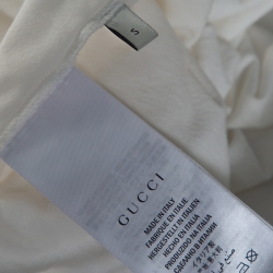 Pre Owned Gucci White Vintage Logo Print Cotton Worn Effect Oversized T-Shirt S