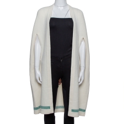 Pre Owned Gucci Cream Knit Wool Flying Pig Detail Cape M