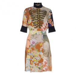 مملوكة مسبقًا Gucci Military Detail Floral Print Dress M