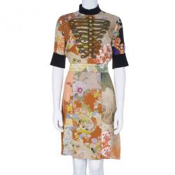 مملوكة مسبقًا Gucci Military Detail Floral Print Dress M
