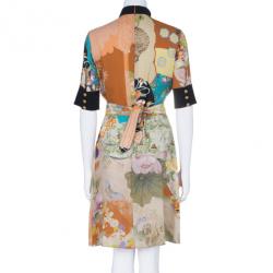 مملوكة مسبقًا Gucci Military Detail Floral Print Dress M