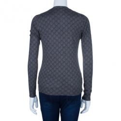 مملوكة مسبقًا Gucci Grey Monogram Button Down Cardigan S