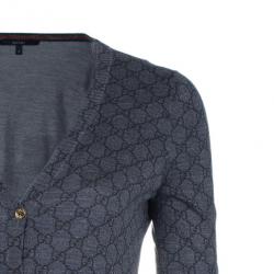 مملوكة مسبقًا Gucci Grey Monogram Button Down Cardigan S