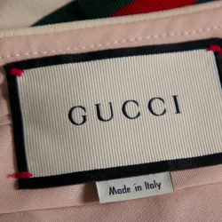 Pre Owned Gucci Beige Crepe Web Strip Detail Culottes M