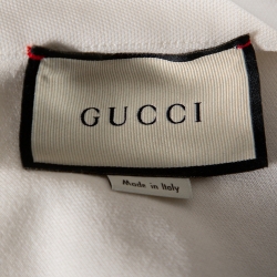 Pre Owned Gucci White Jersey Cherry Logo Appliqued Zip Front Jacket S