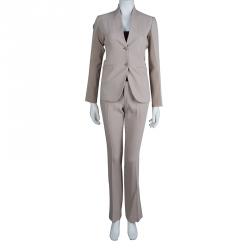 Pre Owned Gucci Beige Wool Pant Suit S