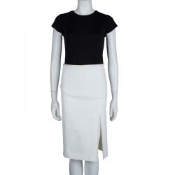 Pre Owned Gucci White Leather Piping Detail Pencil Skirt S