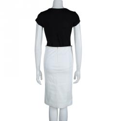 Pre Owned Gucci White Leather Piping Detail Pencil Skirt S