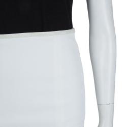 Pre Owned Gucci White Leather Piping Detail Pencil Skirt S