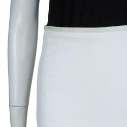 Pre Owned Gucci White Leather Piping Detail Pencil Skirt S