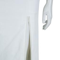 Pre Owned Gucci White Leather Piping Detail Pencil Skirt S