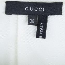 Pre Owned Gucci White Leather Piping Detail Pencil Skirt S