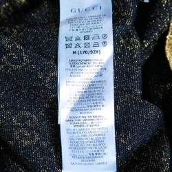 Pre Owned Gucci Navy Blue & Gold GG Lurex Jacquard Cotton Crewneck Jumper M
