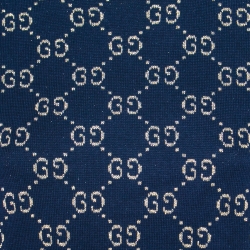 Pre Owned Gucci Navy Blue & Gold GG Lurex Jacquard Cotton Crewneck Jumper M