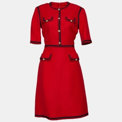 Wool mid-length dress Gucci Red size L International in Wool