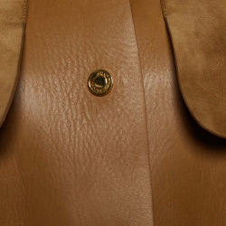 Pre Owned Gucci Brown Leather & Suede Belted Trench Coat M