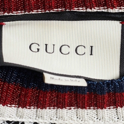 Pre Owned Gucci Ivory Lace & Neoprene Sylvie Web Trim Sweater S