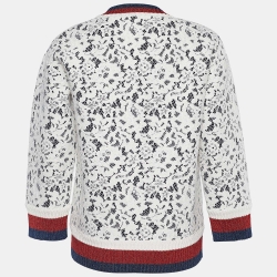 Pre Owned Gucci Ivory Lace & Neoprene Sylvie Web Trim Sweater S