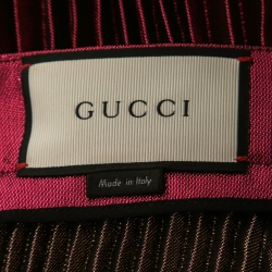 Pre Owned Gucci Magenta Pink Lame Silk Pleated Midi Skirt M