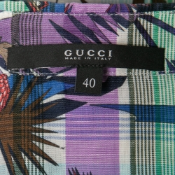 Pre Owned Gucci Multicolour Printed Linen Button Front Shirt S