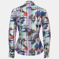 Pre Owned Gucci Multicolour Printed Linen Button Front Shirt S
