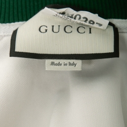 Pre Owned Gucci White Jersey Web Stripe Rib Knit Trimmed Zip Front Jacket S