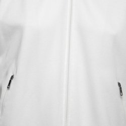 Pre Owned Gucci White Jersey Web Stripe Rib Knit Trimmed Zip Front Jacket S