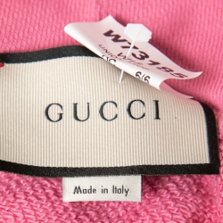 Gucci Pink Cotton Embroidered Oversized Hoodie XS