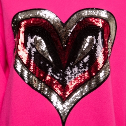 Pre Owned Gucci X Elton John Pink Heart Sequin Embellished Cotton Sweatshirt S