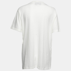 Gucci White Logo Printed Cotton Short Sleeve Oversized T-Shirt XS