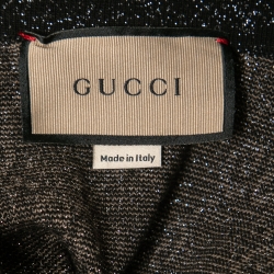 Pre Owned Gucci Black GG Patterned Jacquard Knit GG Polo Dress M