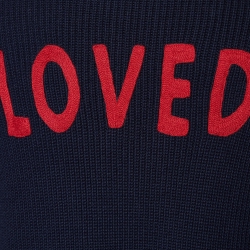 Pre Owned Gucci Navy Blue Cotton Knit Embroidery Detail Cardigan L