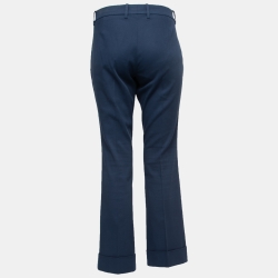 Pre Owned Gucci Blue Cotton Tapered Trousers M