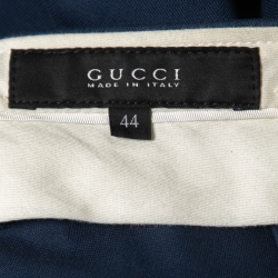 Pre Owned Gucci Blue Cotton Tapered Trousers M