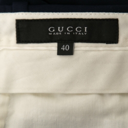 Gucci Navy Blue Wool Flared Trousers S