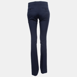 Gucci Navy Blue Wool Flared Trousers S