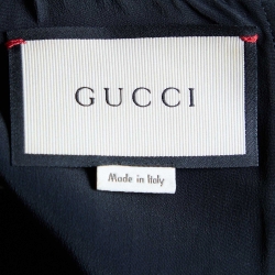 Pre Owned Gucci Black Crepe Contrast Bow Detail Mini Dress M