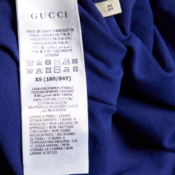 Pre Owned Gucci Blue 1921 L'aveugle Par Amour Printed Cotton Crop Top XS