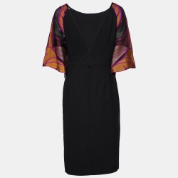 Gucci Black Knit Contrast Sleeve Detail Midi Dress L