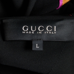 Gucci Black Knit Contrast Sleeve Detail Midi Dress L
